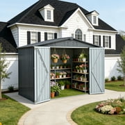 8X6 FT Outdoor Storage Shed, Waterproof Metal Garden Shed with Double Doors, for Tools, Lawn Equipment, Yard Storage
