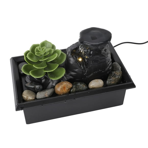 Indoor Water Fountain, Simulated Tabletop Fountain Decorative USB Powered Portable with Irregular Rocks for Office