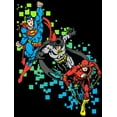 thumbnail image 2 of Justice League Superhero Trio Busting Blocks Boy's Black T-shirt-M, 2 of 4