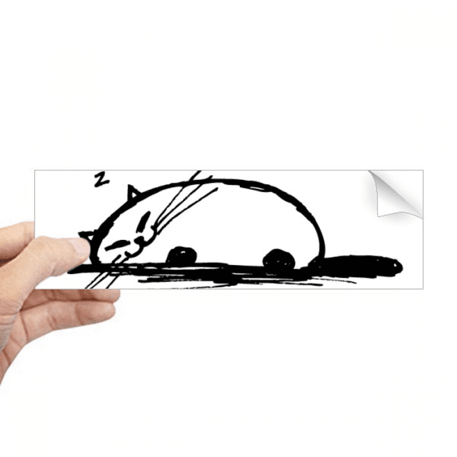 Curly Heavy Cat Smile Line Rectángulo Parachoques Pegatina Cuaderno Ventana Calcomanía