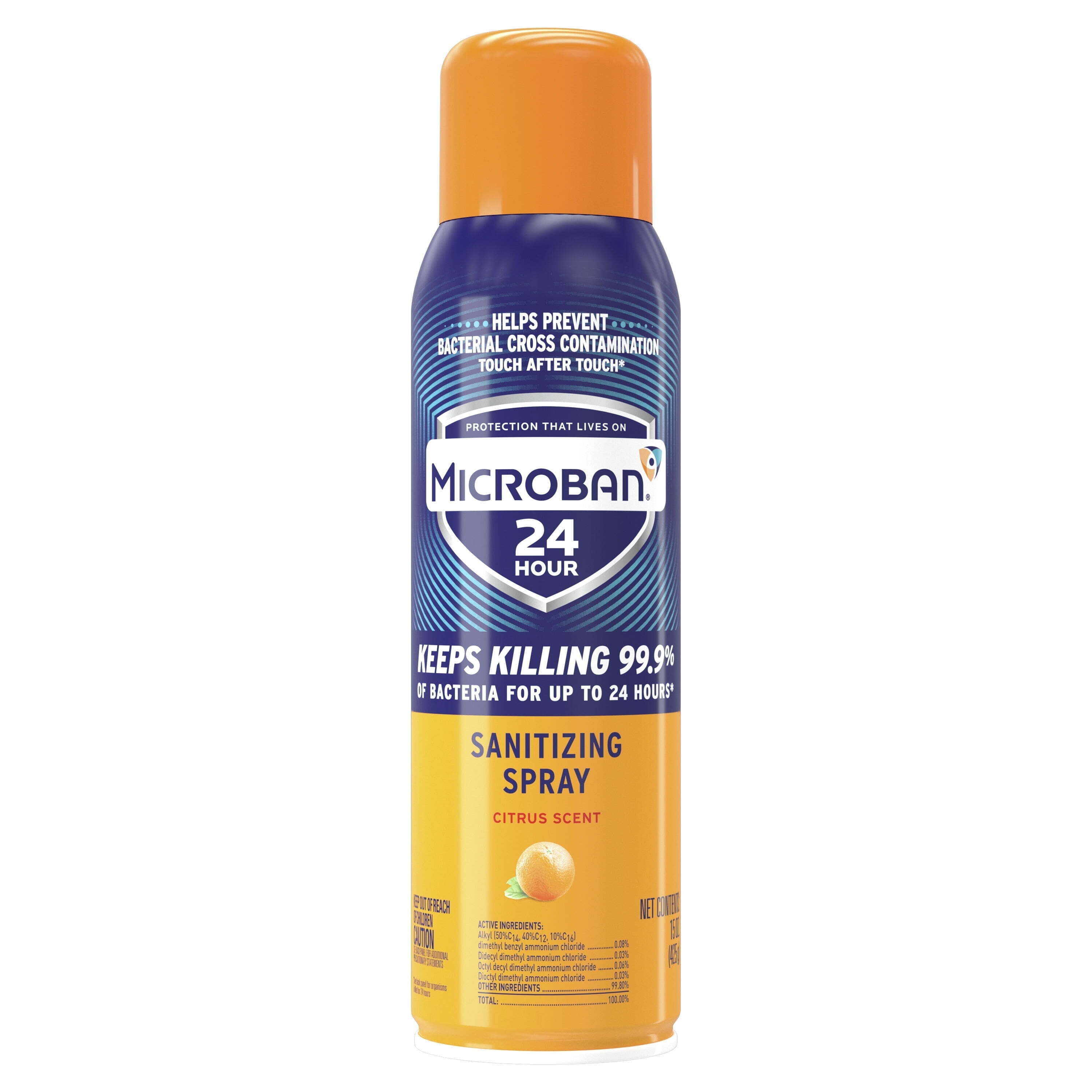 (2 pack) Microban 24 Hour Disinfectant Sanitizing Spray, Citrus Scent, 15 oz