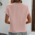thumbnail image 5 of Stichou Women's Ruffle Short Sleeve Tops Dressy Casual 2026 Summer Spring Crew Neck Textured Shirts Tee Blouse Pink S, 5 of 7
