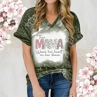 DANVOUY Women's Graphic Tees - Funny Letter Print V-Neck Loose Fit T-Shirts