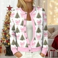 thumbnail image 2 of idosla Christmas Cardigan for Women Funny Fall Winter Retro Ethnic Sweater Tops Long Sleeve Open Front Button Down Knit Coats (Light Pink, XL), 2 of 6