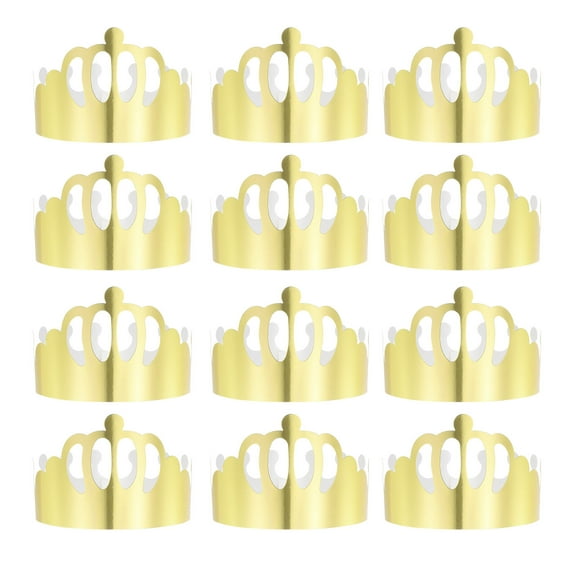 Uxcell 12 Pcs Paper Crowns Gold Foil Crown for Birthday Party,Crown Style