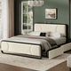thumbnail image 1 of Base Cama Elaborada De Terciopelo Marco de Metal - Cama De 2 Cajones De Almacenamiento, Estación De Carga 1 USB, 1 Tipo C, Apariencia Lujosa, Cálida Al Tacto Ideal para Tu Hogar, 1 of 8