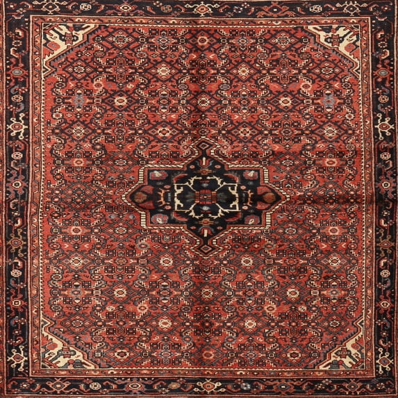 Ahgly Company Machine Washable Indoor Square Traditional Saffron Red Area Rugs, 3' Square