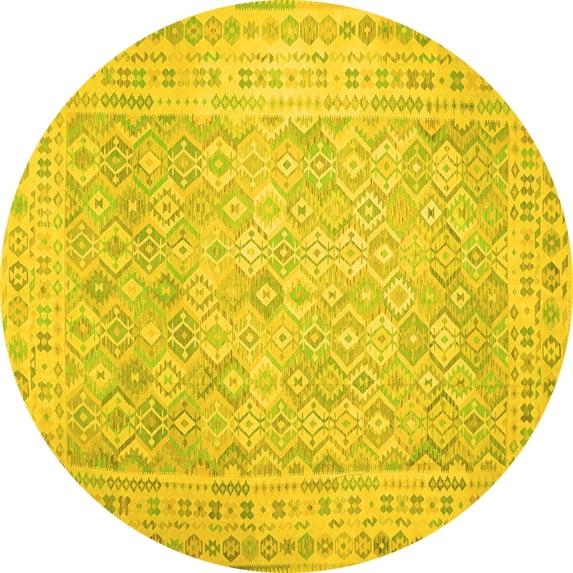 Ahgly Company Indoor Round Southwestern Yellow Country Area Rugs, 8' Round