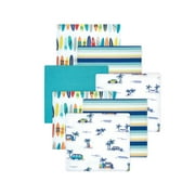 Little Treasure Hudson Baby Boys Cotton Poly Flannel Receiving Blankets 7-Pack, Blue Surfer Dude, 30x30 inches
