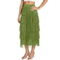 thumbnail image 4 of EDFBUYKRS Female Skirts Womens Fall Skirts Plaid Pleated Women's Fashion Flowy Fringe Bodycon Skirt Elegant Comfortable Slim Fit Versatile Midi Skirt for Daily, 4 of 6