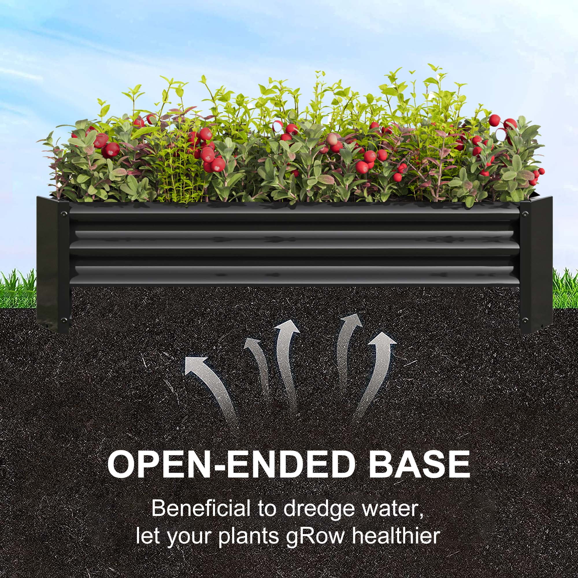 Aukfa Raised Garden Bed Kit - Garden Outdoor Planter Box for Vegetables - 4 ft x 2 ft - Black