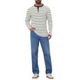 thumbnail image 2 of Men's Casual Long Sleeve Contrasting Colors Striped Henley T-Shirts XL White, 2 of 6