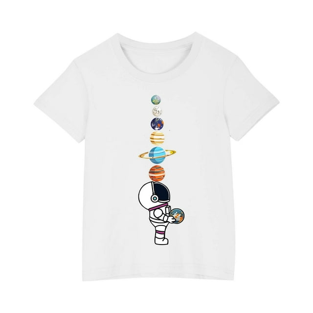 Cadeaux pour Fillettes, T-Shirt en Coton pour Garçons et Filles, Col Rond Imprimé, Manches Courtes, Robe à Manches Courtes, Cadeaux pour Fillettes