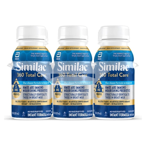 Similac 360 Total Care Ready-to-Feed Baby Formula, 8-fl-oz Bottle, Pack of 6