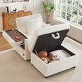 thumbnail image 2 of Muumblus Accent Chair with Storage Ottoman & Side Table, Cozy Lounge Chair with USB, Modern Single Sofa Armchair for Living Room, White Corduroy, 2 of 11