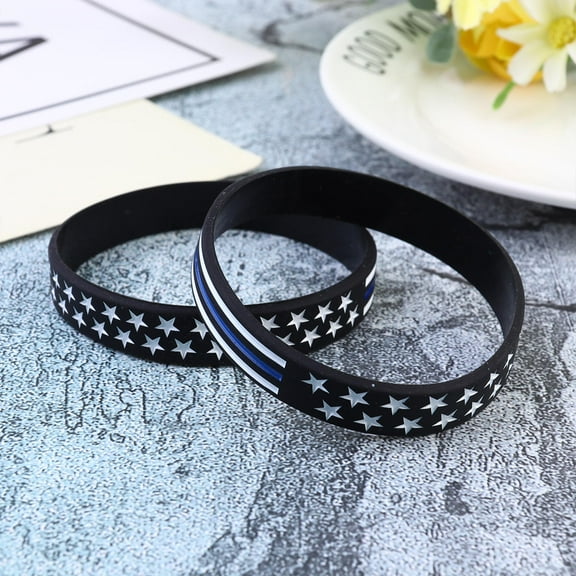 OUNONA Black Silicone Memorial Wristband for Decor Simple Creative Design Portable Charmimg Suitable for Daily Wearing 2pcs
