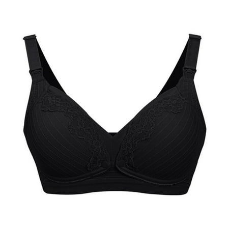 

Spdoo Womens Lace Thin Breastfeeding Bra Skin-friendly Wireless Lace Nursing Bra Black 40C