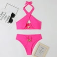 thumbnail image 4 of EGNMCR Bikini Set Women's Split Body Halter High Waist Solid Bikinis Sets, 4 of 4