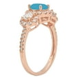 thumbnail image 3 of 1.46 ct Round Cut Simulated Turquoise 3 Stone 18K Rose Gold Womens Engagement Ring, 3 of 4