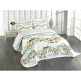 thumbnail image 3 of Ambesonne Green Flower Quilted Bedspread Set 3 Pcs, Romantic Pattern, King Size, Multicolor, 3 of 5