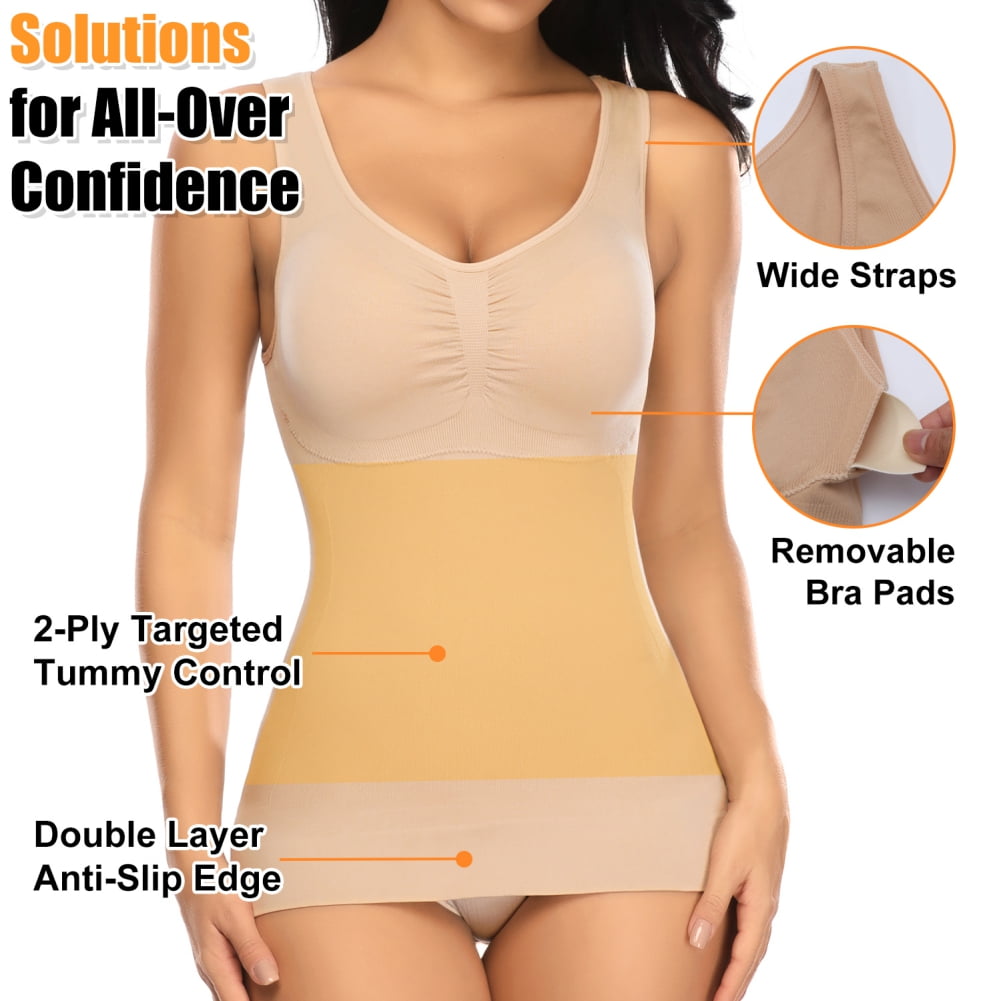 Details about   Women Cami Shaper with Built in Bra Tummy Control Tank Top Camisole Body Shaper 