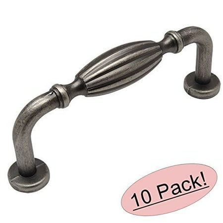 Country Cabinet Pulls - Cosmas 7119WN Weathered Nickel Country Style Cabinet Hardware Ribbed Handle Pull - 3
