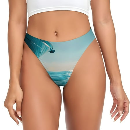 Adobk Turquoise Ocean Reflection Print Seamless Women Underwear Thongs No Show Ladies Thong No Line Breathable Comfortable Panties Undies for Women-Large