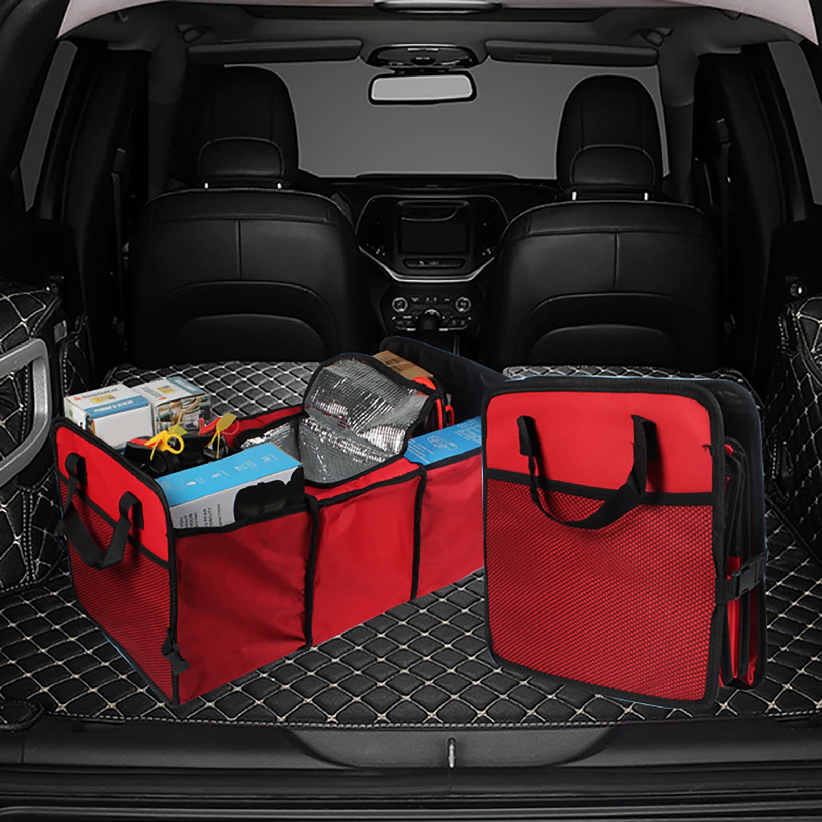 Fairnull Trunk Storage Bag 3 Divided Compartments MultiPocket Large