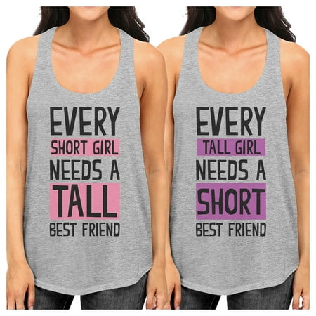 Tall Short Friend Best Friend Gift Shirts Womens Grey Workout (Best Workout Gear Womens)