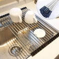 thumbnail image 1 of Rolling Dish Drainer Roll up Dish Drying Rack Over Sink Stainless Still 17.6''LX11.2''W Foldable Dryer Rack for RV and Camper by (Black), 1 of 8
