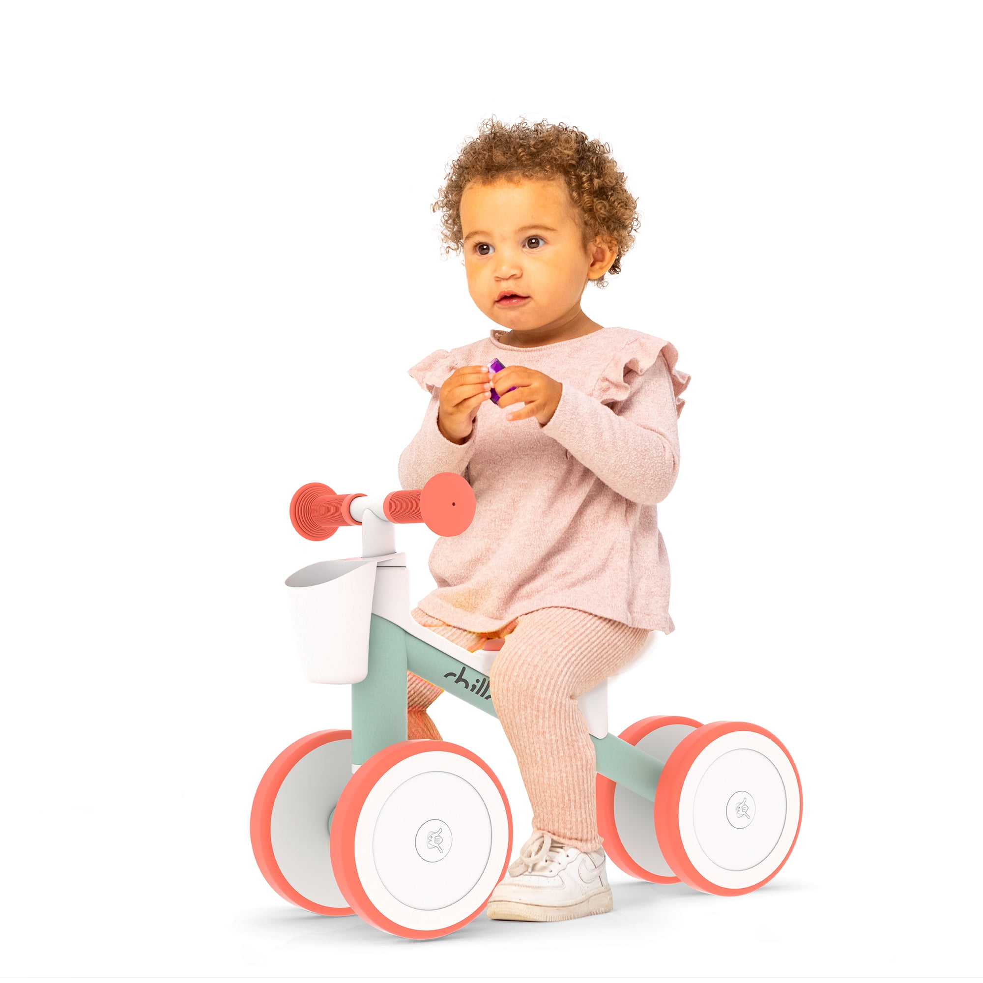 Chillafish Quadi Racer 4-Wheel Ride-On Toy for Toddlers Ages 1-3, Adjustable Seat, Indoor and Outdoor Use, Pink