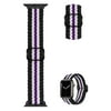 38 / 40 / 41mm Twister Braided Solo Loop Fabric Nylon and Stainless Steel Buckle Adjustable Strap Suitable for Apple Watch Series SE-7-6-5-4-3-2-1 (Black and White and Purple)