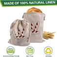 thumbnail image 2 of Bxaolu Linen Bread Bags - 2-Pack 15.75"x11.8" Reusable Linen Bread Bags Ideal for Homemade Bread, Unbleached, Reusable Food Storage Cloth Bag - B, 2 of 9