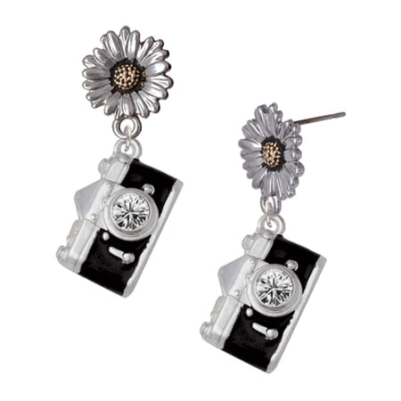 Delight Jewelry Silver-tone Black Camera – Two-tone Daisy Flower Post Earrings Delight Jewelry Silver-tone Black Camera – Two-tone Daisy Flower Post Earrings
