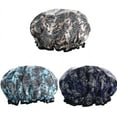 thumbnail image 1 of ORUYROP Bonnet de Douche Imperméable 3 PACK, Bonnet de Bain à Double Couche avec Bande Élastique Réglable, Bonnet de Douche Élégant pour Femmes Cheveux Longs et Épais (Multicolore 1), 1 of 6