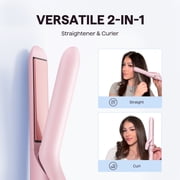 Wavytalk Curling Iron Set, 3 in 1 Curling Wand Set with Curling Brush, Flat Iron, 1 1/4 inch Curling Iron, Dual Voltage, Pink