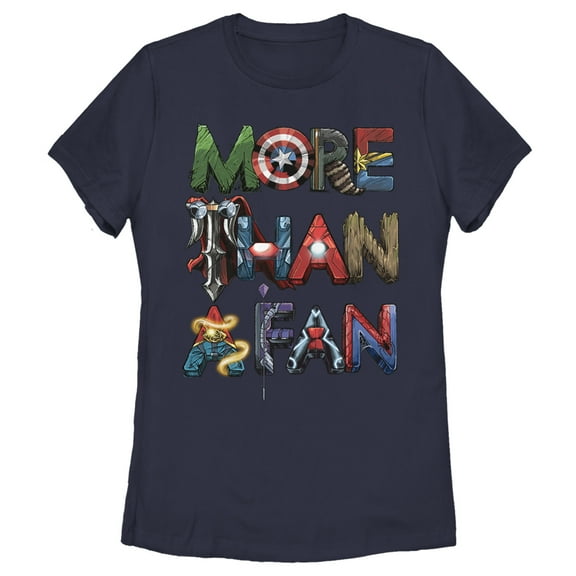 Women's Marvel More Than a Fan Hero Font Graphic Tee Navy Blue Large