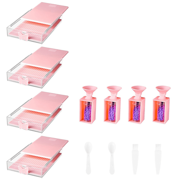 Bandejas Apilables para Arte con Diamantes Trabricks, Paquete de 12, con Tapas, Kits de Arte para Pintar con Diamantes para Adultos, para Manualidades de Bricolaje C
