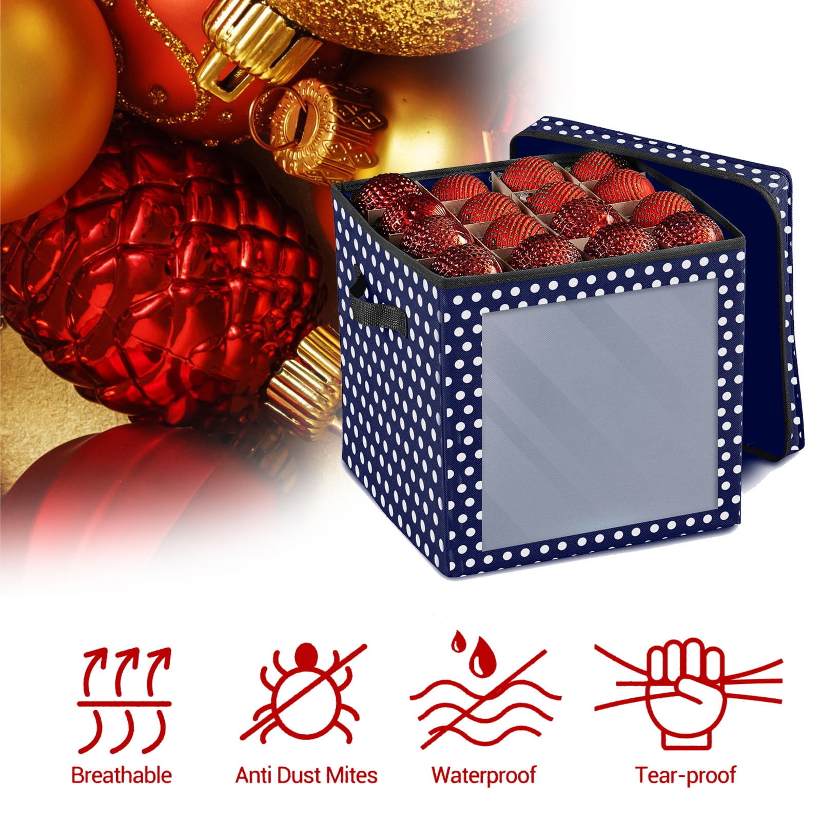 Storage Bins for Moving Drawer Containers for Clothes Ornament 64 Baubles  Storage Box Ornament Xmas Tree Bag Decoration Box Foldable Storage Bins  with