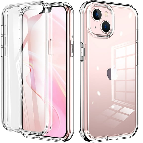 For Apple iPhone 15 Plus(2023 Release) Case,Clear Phone Cover Built-in Front Screen Protector,Full Body Protection Anti-Yellow Shockproof Transparent Case,for iPhone 15 Plus - Clear
