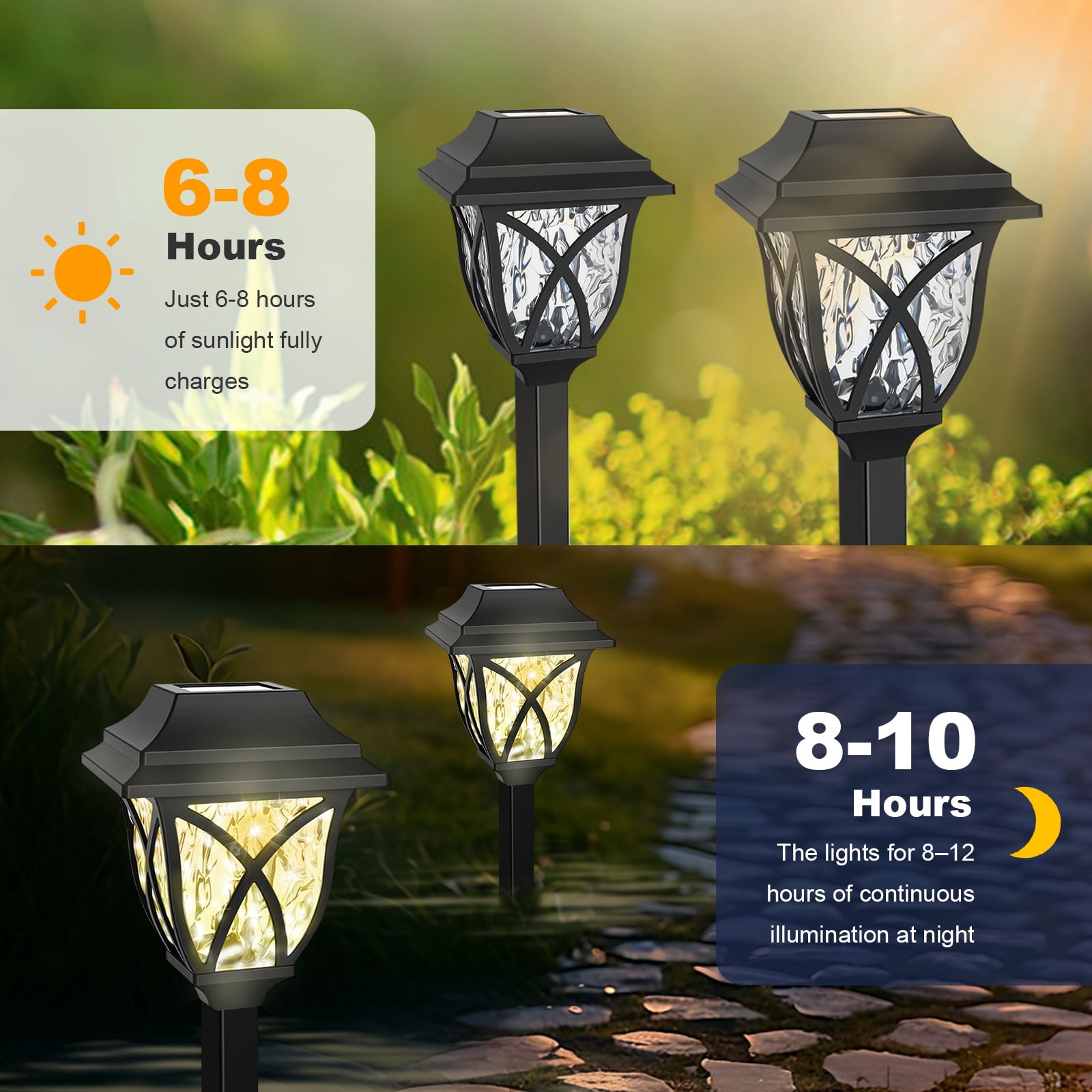 8 Pack Solar Lights Outdoor Waterproof for Garden Pathway Patio Yard Lawn Walkway Decorative Landscape Lighting, Warm White