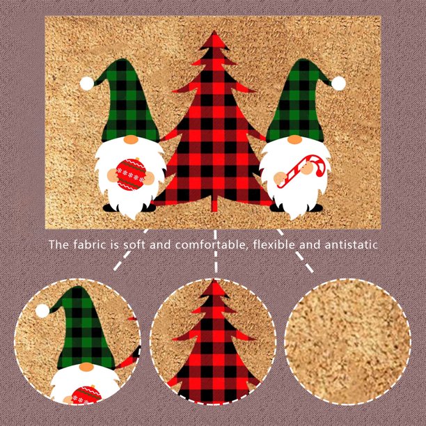 Tapete Felpudo navideño - Gnome Dwarf Santa Snowman Greeting Welcome Carpet (2) Tmvgtek Libre de BPA