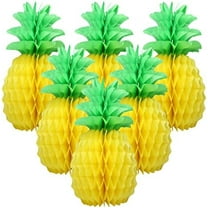 6 Pcs 14 Inch Pineapple Decorations for Tropical Flamingo Party Summer Hawaiian Luau Party Pineapple Honeycomb Tissue Centerpieces for Tables Hanging Decorations Favors