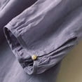 thumbnail image 3 of miqiqism Womens Summer Cotton Linen Tshirts Cozy Half Sleeves Shirt Trendy Crewneck Loose Fit Solid Button Down Blouses Casual Basic Pullover Thin Tee Tops,Purple,Medium, 3 of 5