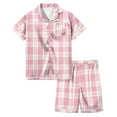 thumbnail image 2 of BOOMNY Baby Girls 2 Peice Pajamas Sets Plaid Short Sleeve Buttons Sleepwear Tops Shorts Pjs Set for Kids Cozy Loungewear Homewear, 2 of 4