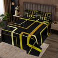 thumbnail image 2 of YST Abstract Geometry Bedding King Size Rectangle Square Bedspread Set, Black and Yellow Quilt Set Modern Minimalist Coverlet Set, Aesthetic Bed Set Kids Teens Room Decor, 2 of 5