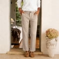thumbnail image 4 of Admvng Women's Cotton and Linen Pants Straight Leg Casual Summer Office Trousers with Pockets, 4 of 5