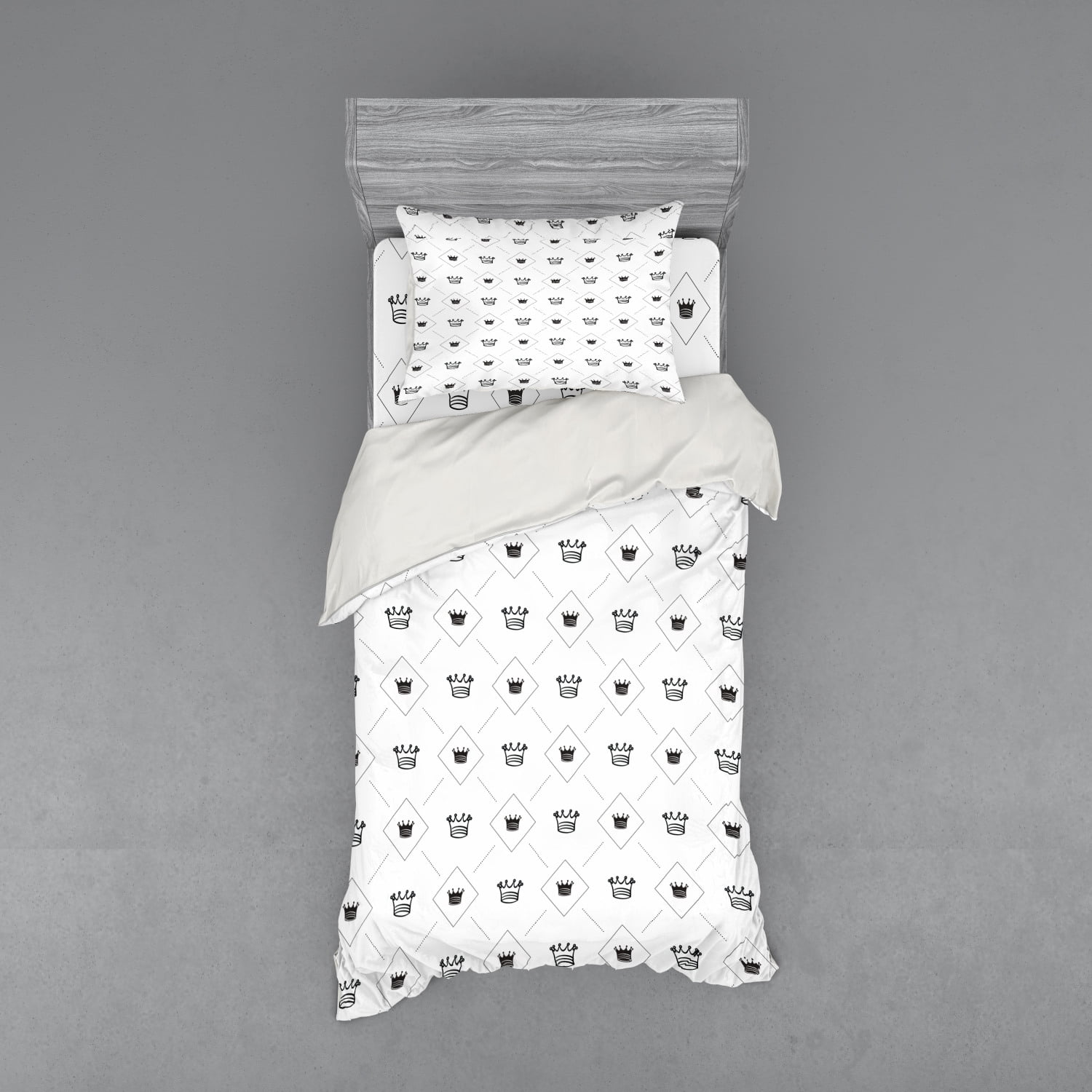 Abstract Duvet Cover Set, Minimalist Modern Motif Crowns and Dots