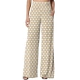 thumbnail image 4 of Dweltoz Wide Leg Palazzo Pants for Women Polka Dot Straight Long Trousers High Waist Lightweight Work Outfits with Pockets,Beige S, 4 of 5