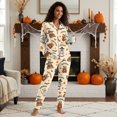 thumbnail image 4 of Yuyamidu 2 Pieces Ladies Comfort Button Pj Set Women Casual Pajamas Daily Wear Skin Friendly Halloween Capybara Bat Pullover Tops Sleepwear Size XS, 4 of 9